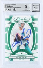 Dan Marino Dolphins Signed 2022 Panini Flawless Emerald #80 #5/5 BAS 9/10 Card