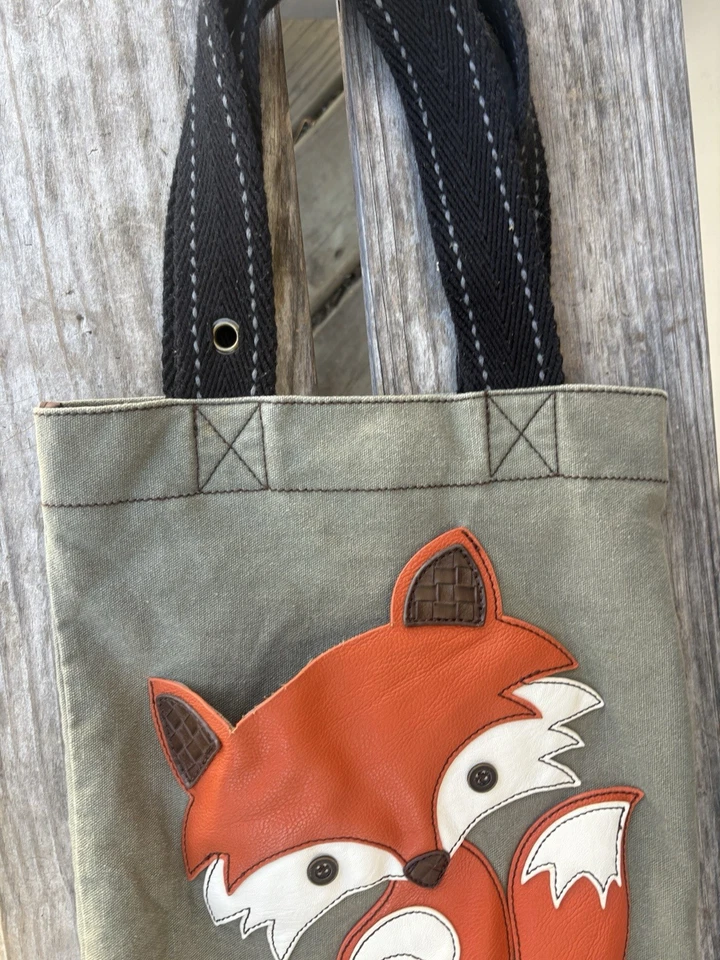 Chala FOX Green Canvas Tote Bag Cute 🥰 - Image 3 of 4