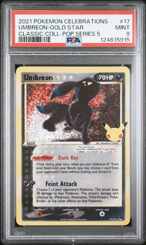 2021 POKEMON CELEBRATIONS CLASSIC COLL #17 UMBREON-GOLD STAR PSA 9