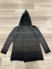Vince Wool Yak Open Sweater Cardigan Womens XS Sophie Striped Hood Pockets