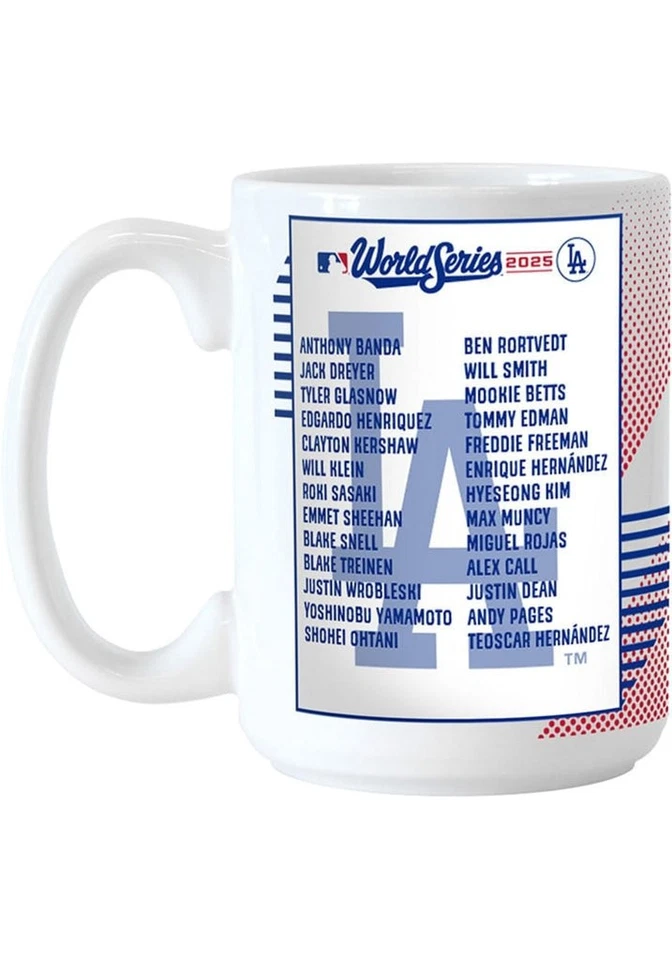 Taza sublimada lista 15oz campeones de la Serie Mundial 2025 de los Dodgers de Los Ángeles Foto 2 de 2