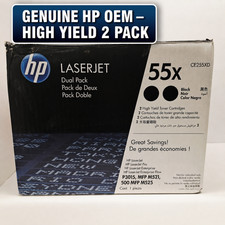 HP 55X CE255XD Black Toner Cartridge Dual Pack Genuine OEM High Yield NEW OB