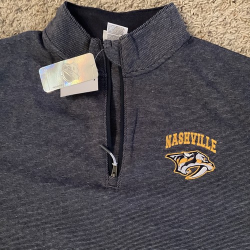 NASHVILLE PREDATORS NHL MENS SIZE MEDIUM M GRAY 1/4 ZIP PULLOVER JACKET NEW - 第 2/5 張圖片