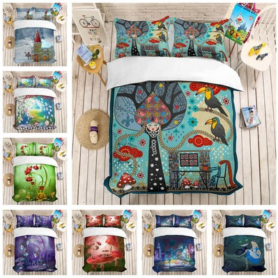 3d Alice In Wonderland Bedding Set Duvet Cover And Pillowcase