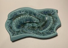 Posacenere da tavolo grande vintage blu colorato metà secolo moderno MCM
