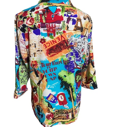 KORET Blouse Size S COLORFUL TRAVEL - POLYESTER/SPANDEX - Picture 3 of 9