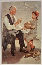 Connie Mack & Boy, Medcalf Painting, National Baseball Hall of Fame, Postcard