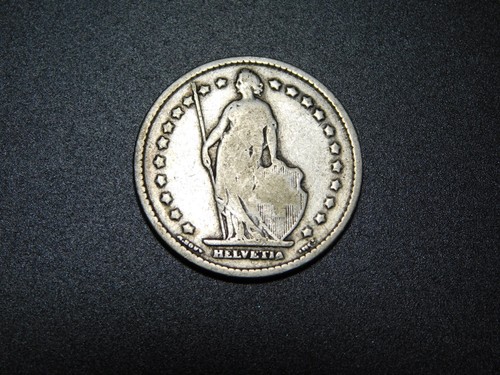 OLD SILVER SWITZERLAND COIN 1900 B HELVETIA 1 FR FRANC