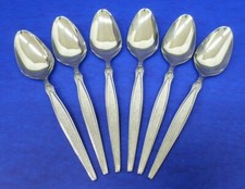 6 - Eldan PEERESS Burnished Hdl w/ Glossy Stainless JAPAN Flatware SOUP SPOONS
