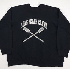 Vintage 80s Long Beach Island Oars Print Sweatshirt Vtg Raglan Tultex USA Made