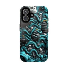 For iPhone / Galaxy / Pixel Pirate Ship Skeleton Skull Sea Phone Case