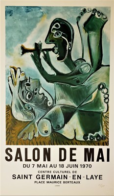 PICASSO Rare MCM Original MOURLOT Litho ''SALON DE MAI'' 1970 Ltd Edition ''11/200''