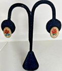 Earrings Mosaic Glass Rose? Floral Venetian Murano Italy ClipOn Multicolor VTG — photo 2