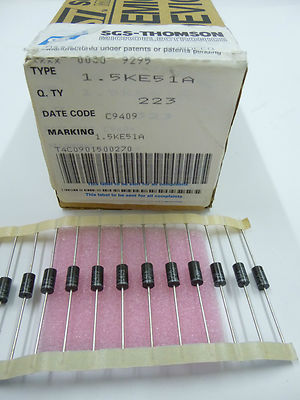 5 Stück / 5pieces 1.5KE51A  TRANSIL DIODE UNIDIRECTIONAL 1.5kW  51V DO-201 NEW *