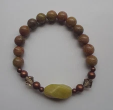 NEW  , BUY ANY 2 GET 1 FREE, TWISTED PERIDOT JADE & AUTUMN JASPER BRACELET