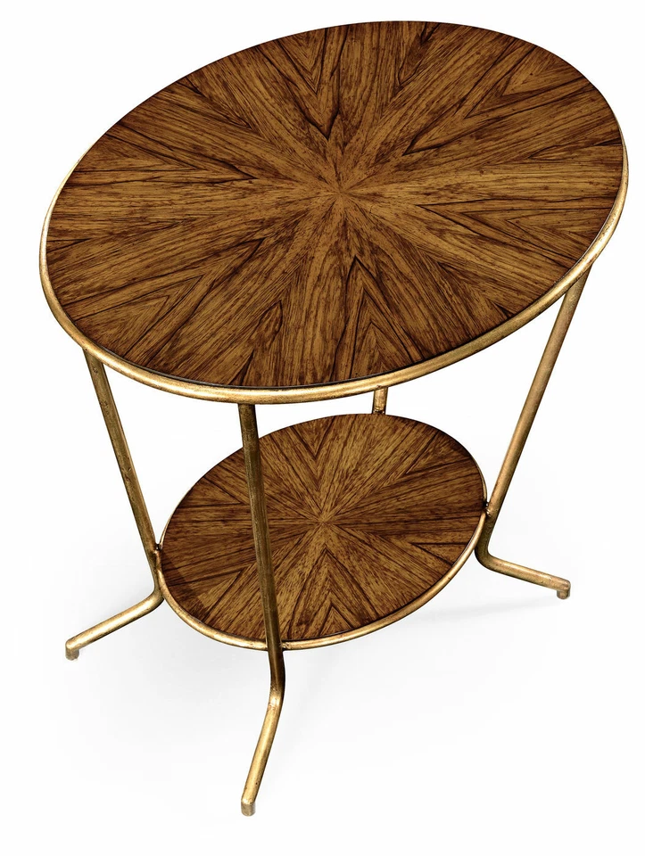 Mesa auxiliar ovalada chapada en nogal argentino Jonathan Charles 494338-LAW Foto 2 de 4