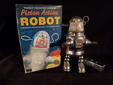 FRANKIE ROBOT: Limited Edition Chrome 8.5" Piston Action Battery Operated KR