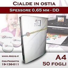 DD - A4 - CIALDA SPESSA PER TORTE / OSTIE EDIBILI - 100 Fogli - FORMATO A4