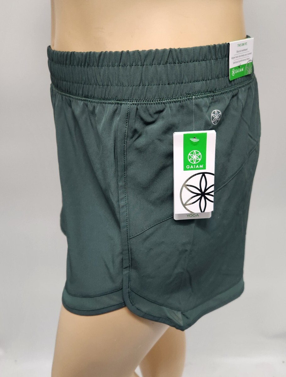 NWT Gaiam YOGA Shorts Jungle Green Woven With Mesh XXL Lined | eBay