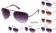 Bulk Women Pilot Metal Colorful Strip on top Quality Sunglasses Wholesale 12PC