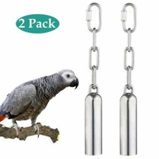 2X Stainless Steel Large Bell Bird Toys Chew Toy for Parrot, Macaw, African Grey