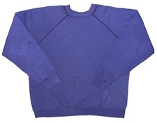 Vtg 70s Unbranded Purple Raglan Repaired USA Made Crewneck Sweatshirt Large