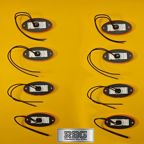 8x Side Marker Light Oval Amber LED Slim Line WAS 12/24V Lamp Trailer Caravan - Picture 6 of 8