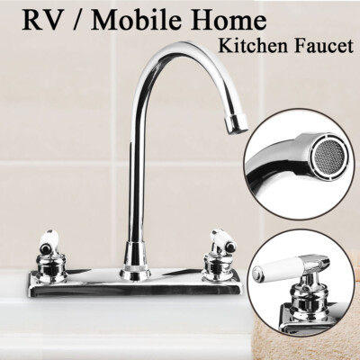 Double Handles Kitchen Faucet Hot&Cold Basin Sink Spout Mixer Water Tap Plastic