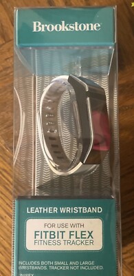 Brookstone Unisex Leather Wristband For Use With Fitbit Flex Fitness Tracker NOS