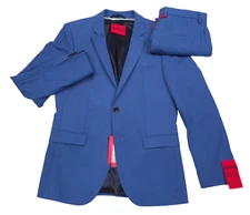 Hugo Boss Arti 232x Solid Blue Super Flex Performance Suit Mens Size 38R X 30