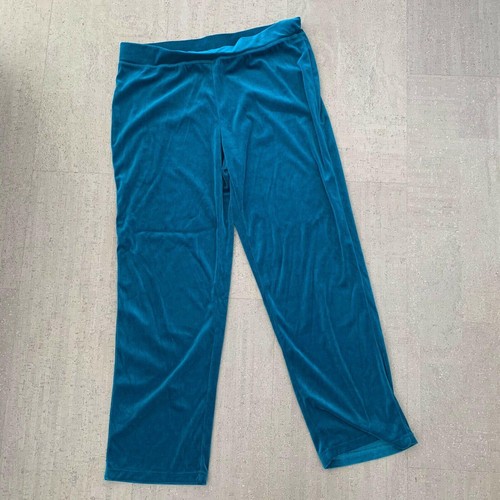 Rebecca Malone Tracksuit Pants Set Velvet Velour Teal Vintage Full Zip Sz Large - Picture 5 of 11