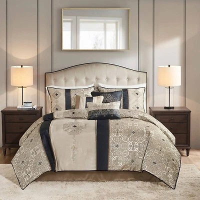 7pc California King Perry Comforter Set Black Madison Park eBay