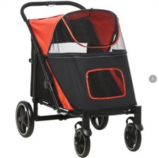 Hundebuggy- Hunde Trolley, klappbar- 2 Sicherheitsleinen, Oxford-Gewebe, Rot Hundebuggy- Hunde Trolley, klappbar- 2 Sicherheitsleinen, Oxford-Gewebe, Rot