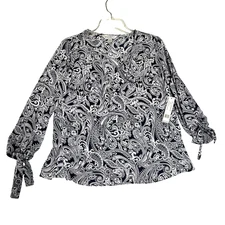 Counterparts Blouse Womens S Navy Paisley Flowy Artsy Fairy Boho Top $48 New