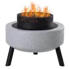 25" Round Charcoal Grill Tripod Burning Concrete Firepit Patio Barbecue Firebowl
