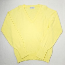 Vintage 80's Pickering Mens M Golf Sweater Size Medium Made in USA Yellow V-Neck