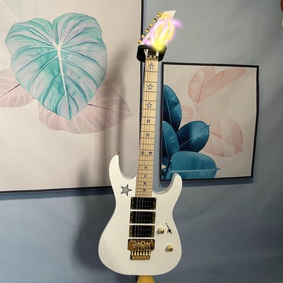 6 Strings White Kramer Jersey Star Electric Guitar Maple Fretboard Gold Hardware