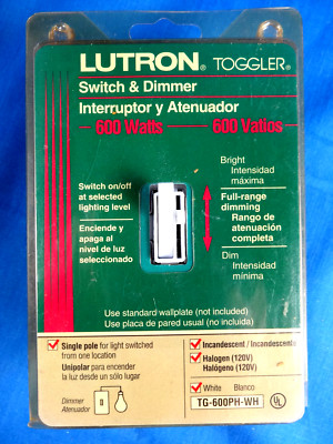 Lutron Switch Dimmer TG-600PH-WH Toggler Single Dimmer Switch New