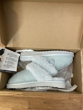 Fireside by Dearfoams Sydney Genuine Shearling Scuff Slipper Blue Wash Size 8