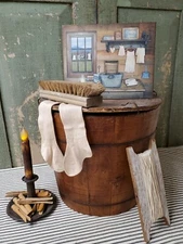 PRIMITIVE VICTORIAN VINTAGE SHABBY RETRO STYLE WASH IRON CLOTHES LAUNDRY SIGN 