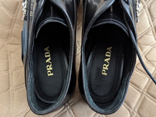 Prada Leather Crystal Embellished Beaded Oxfords Brogue Dress Shoes Sneakers 39 - Picture 18 of 20