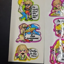 Vintage 80s Style Puffy Stickers - Valley Girl Theme  2 Sheets - Retro Scrapbook