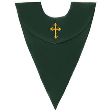 Unisex Classic V Shape Choir Solid Satin Stole with Embroidery Cross Reversib...