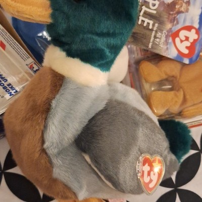 Ty Beanie Baby Mallard Duck Plush with Heart Tag Bird Character 5 Years & Up