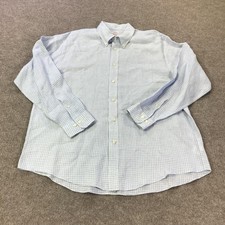 Brooks Brothers Shirt Mens XL Blue Gingham Madison Irish Linen Button Down