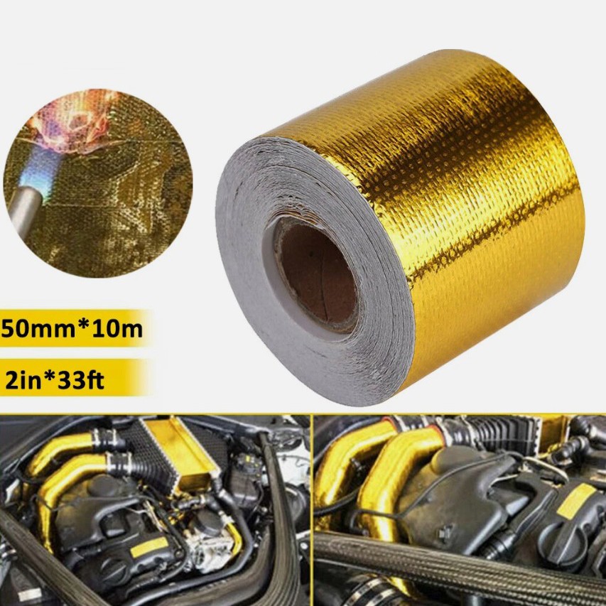 2" 33Ft Gold Heat Reflective Intake Tape Wrap: Self Adhesive, High Temp