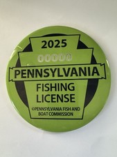 2025 Pennsylvania Fishing License Pin Button Badge Display Large 6” (RARE)