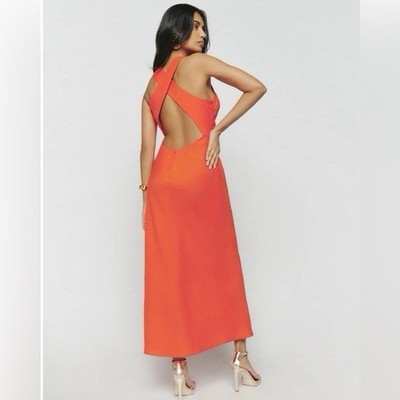 REFORMATION orange linen CASSETTE cutout dress size 6 | eBay