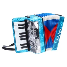 Accordion, 17 Keys 8 Bass Button Accordion Mini Musical Instrument Sky Blue