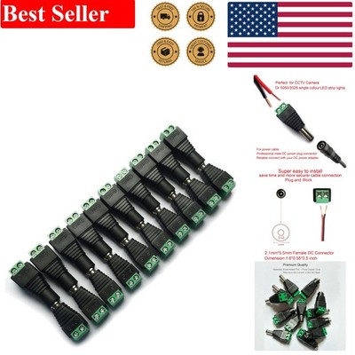 10 Pairs PVC & Copper 12V DC Power Adapters - Reliable for CCTV and LED Lights